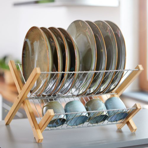 Westmark Tilo Geschirr Abtropfgestell aus Bambus faltbar - Spülhilfen