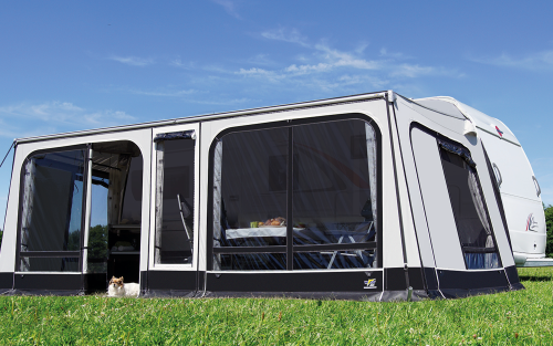 Wigo Sackmarkise mit Vorzelt Rolli Plus Ambiente Special für Hubbett Wohnwagen 495 x 250 cm - Markisenvorzelte & Wände
