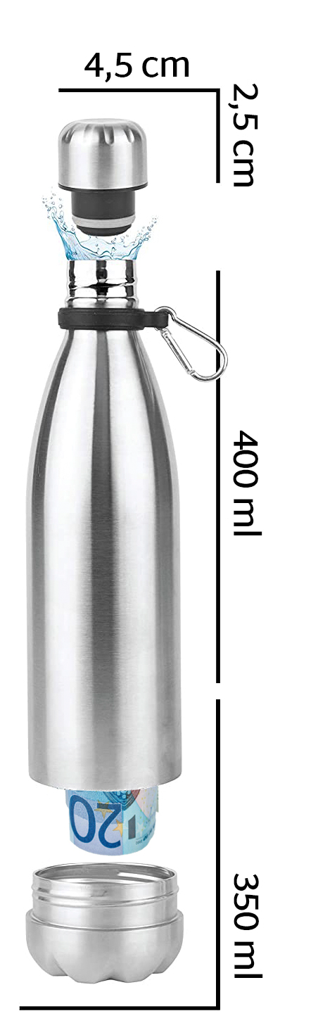 kh-Security Hidden Safe (Ausführung: Edelstahlflasche) Silber - Tresore & Safes