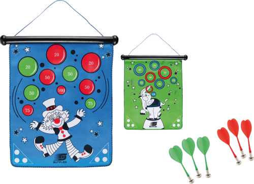 sunflex sport Circus magnetische Dartscheibe beidseitig bedruckt und 6 Pfeilen - Spielsachen