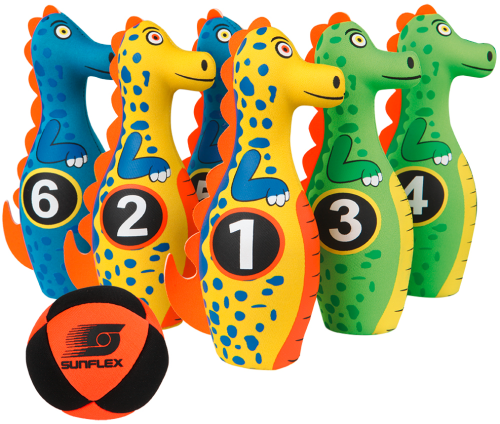 sunflex sport Kegelset Dino 7 teilig mit Aufbewahrungstasche - Spielsachen