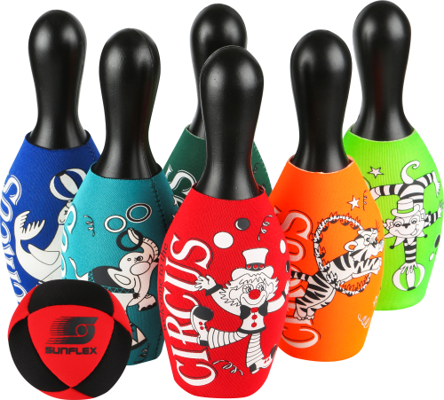 sunflex sport Zirkus Bowling Set 7-teilig mit Aufbewahrungstasche - Spielsachen