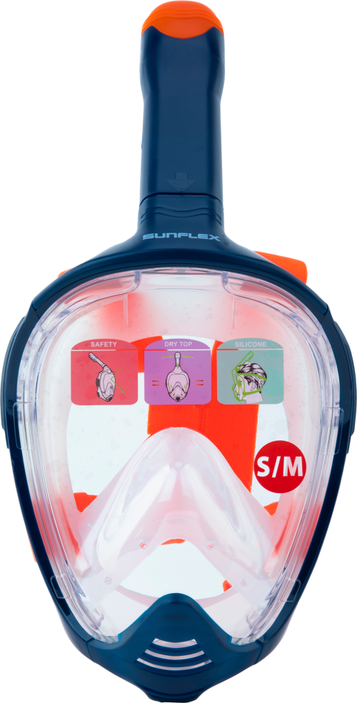 sunflex sport full face mask Kraken Vollgesichtsmaske zum Tauchen für Kinder und Jugendliche S/M für Kinder ab 10 - Badespaß