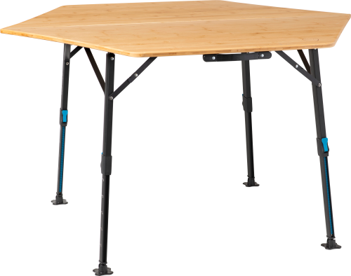 Defa Campingtisch Bambus sechseckig höhenverstellbar 120 x 70 cm - Klapptische