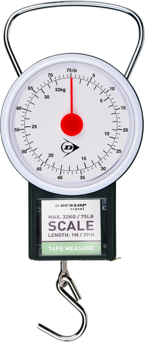 Dunlop Gepäckwaage analog mit integriertem Maßband bis 32 kg - Outdoor Zubehör