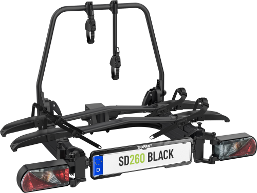 Eufab SD260 Flügeltür Fahrradträger 2 Fahrräder 60 kg E-Bike geeignet schwarz - Fahrradträger für Anhängerkupplungen