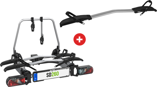 Eufab SD260 Flügeltür Kupplungs-Fahrradträger für 3 Fahrräder, E-Bike geeignet - Fahrradträger für Anhängerkupplungen