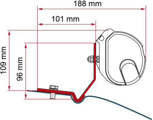 Fiamma Kit VW Caddy Maxi Markisenadapter für Markise F35 / F35pro Deep Black - Markisenadapter