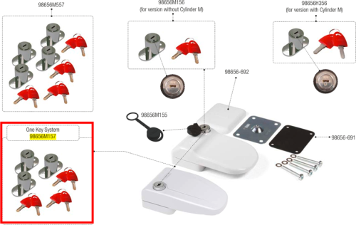 Fiamma One Key System Ersatzschlösser 3er Set für Safe Door Magnum / Frame / Magnum Frame Ersatzteilnummer 98656M157 - Ersatzteile Fiamma Sicherheitsschlösser
