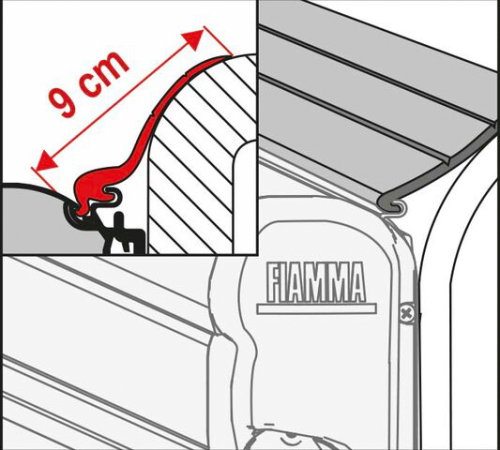 Fiamma Rain Guard Regendichtung für Fahrzeugwand und Markise Meterware Größe L - Markisenabdichtung