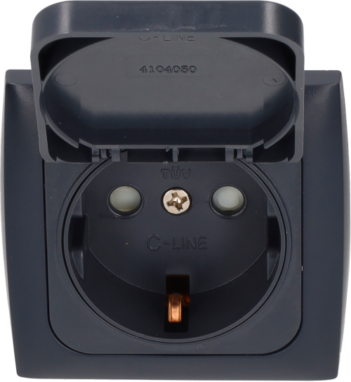 Haba C-Line Steckdose 230V mit Klappdeckel und Opal Rahmen anthrazit - 230 V Steckdosen