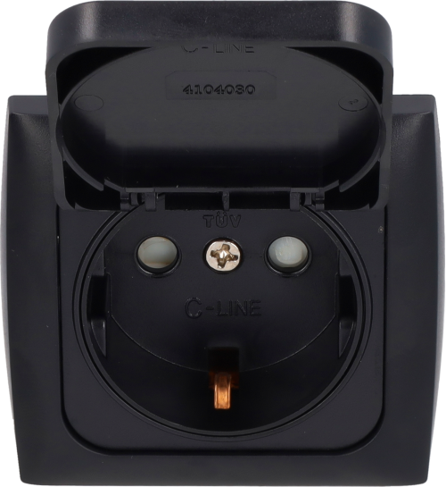 Haba C-Line Steckdose 230V mit Klappdeckel und Opal Rahmen schwarz - 230 V Steckdosen