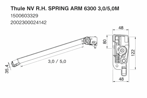 Thule Markisenarm rechts 3–5 m für Markise Omnistor 6300 - Weiteres Markisenzubehör
