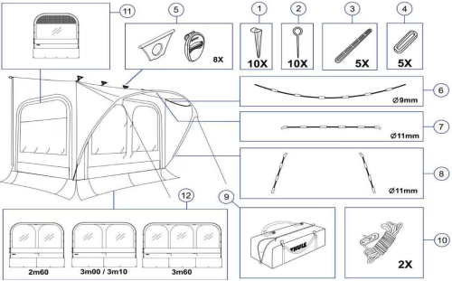 Thule Tent Poles Dachbogen Zeltgestänge 9 mm Ersatzteilnummer 1500602781 - Zelt-Gestänge & Zubehör